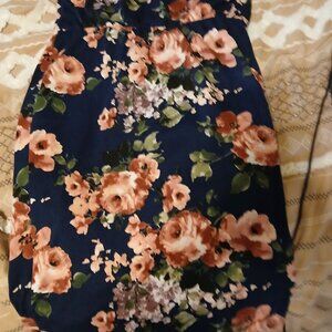 Floral Navy Pencil Skirt